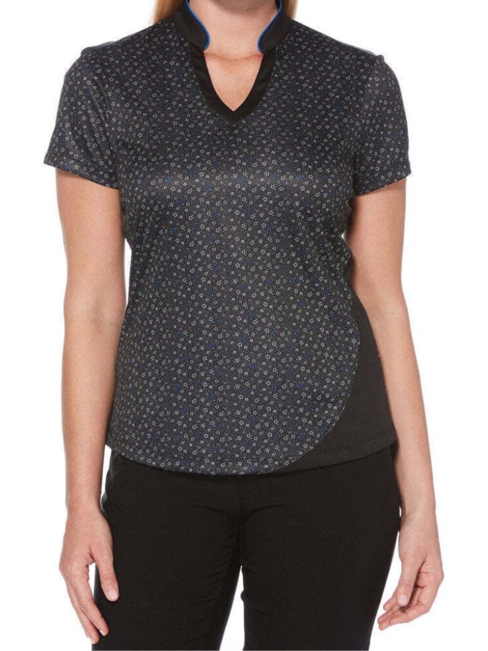 PGA TOUR Womens Activewear Printed Short Sleeve Golf Polo